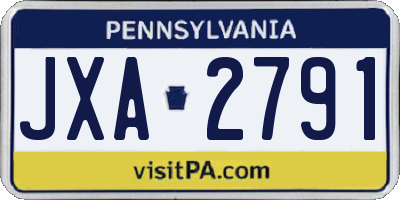PA license plate JXA2791