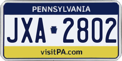 PA license plate JXA2802