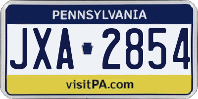 PA license plate JXA2854