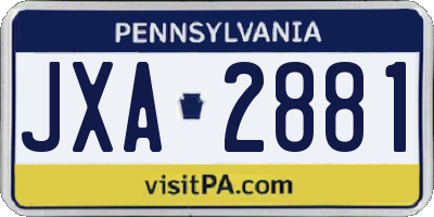 PA license plate JXA2881