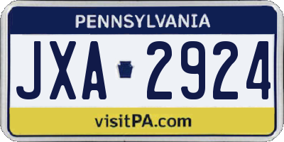 PA license plate JXA2924
