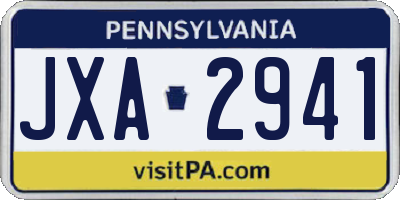 PA license plate JXA2941