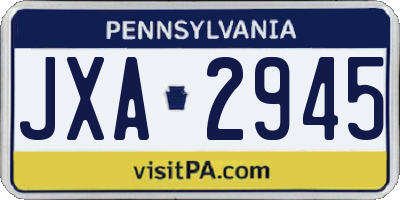 PA license plate JXA2945