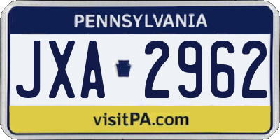 PA license plate JXA2962