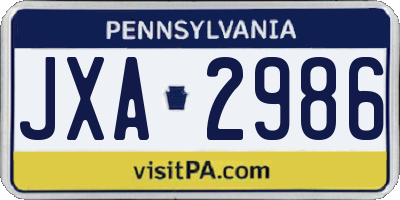 PA license plate JXA2986