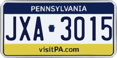 PA license plate JXA3015