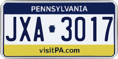 PA license plate JXA3017