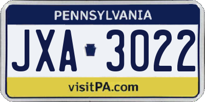 PA license plate JXA3022