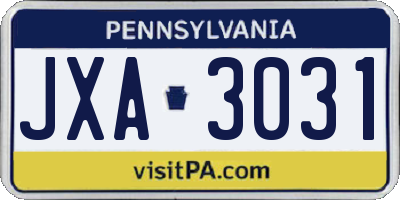 PA license plate JXA3031