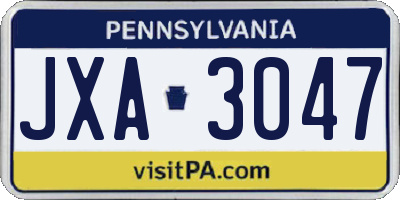 PA license plate JXA3047