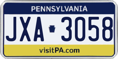 PA license plate JXA3058