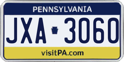 PA license plate JXA3060