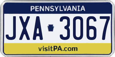 PA license plate JXA3067