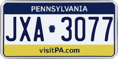 PA license plate JXA3077