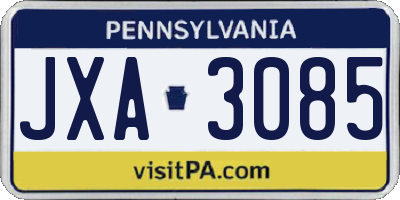 PA license plate JXA3085