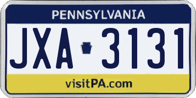 PA license plate JXA3131