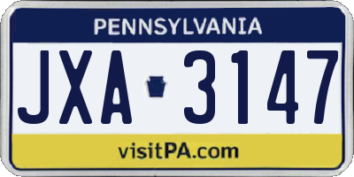 PA license plate JXA3147