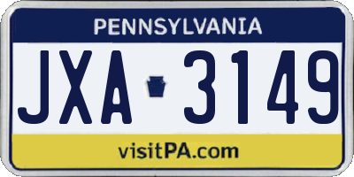 PA license plate JXA3149