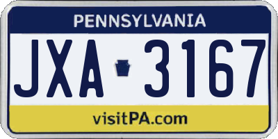 PA license plate JXA3167