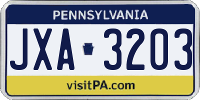 PA license plate JXA3203