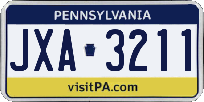 PA license plate JXA3211