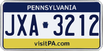PA license plate JXA3212