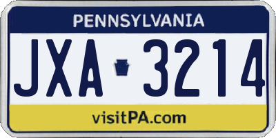 PA license plate JXA3214