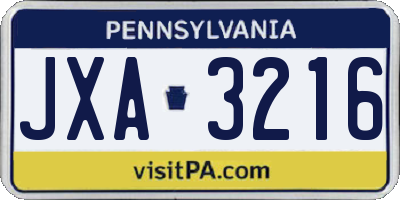 PA license plate JXA3216
