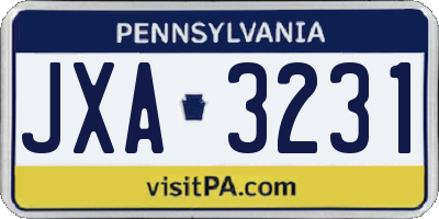 PA license plate JXA3231