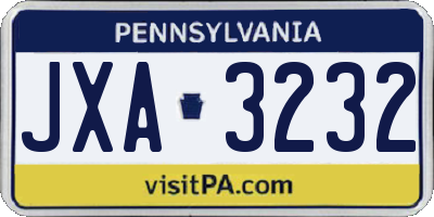 PA license plate JXA3232