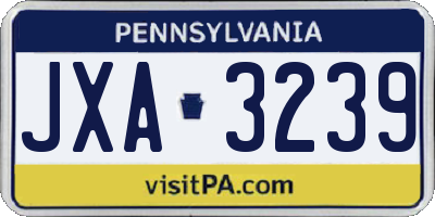 PA license plate JXA3239