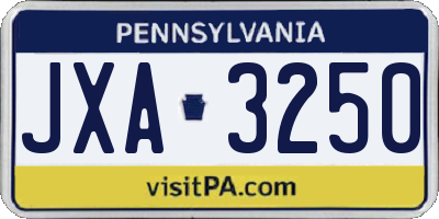 PA license plate JXA3250
