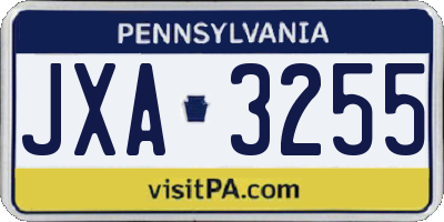 PA license plate JXA3255