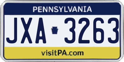 PA license plate JXA3263