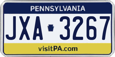 PA license plate JXA3267