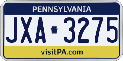 PA license plate JXA3275
