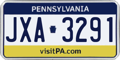 PA license plate JXA3291