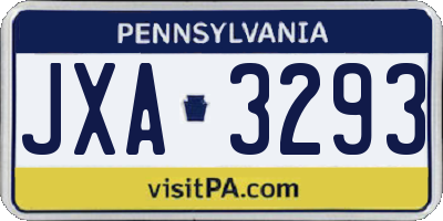 PA license plate JXA3293