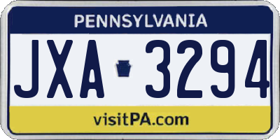 PA license plate JXA3294
