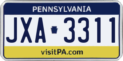 PA license plate JXA3311