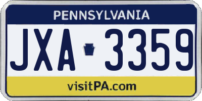 PA license plate JXA3359
