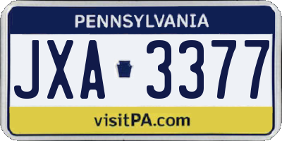 PA license plate JXA3377