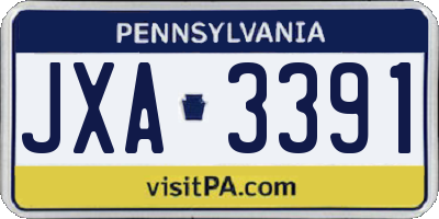 PA license plate JXA3391