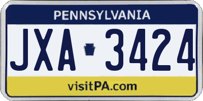 PA license plate JXA3424