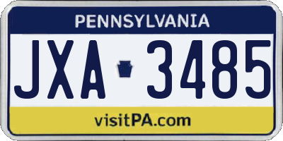 PA license plate JXA3485