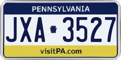 PA license plate JXA3527