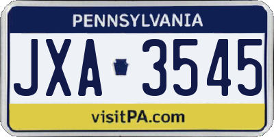 PA license plate JXA3545