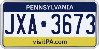 PA license plate JXA3673