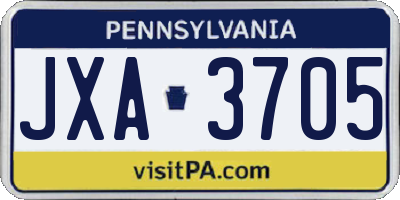 PA license plate JXA3705