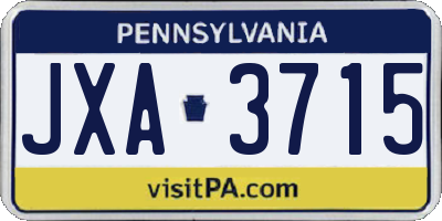 PA license plate JXA3715